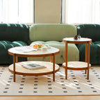Modern Farmhouse Coffee Table Set Nesting Round Wooden Table Side Table Set for Living Room, Bedroom