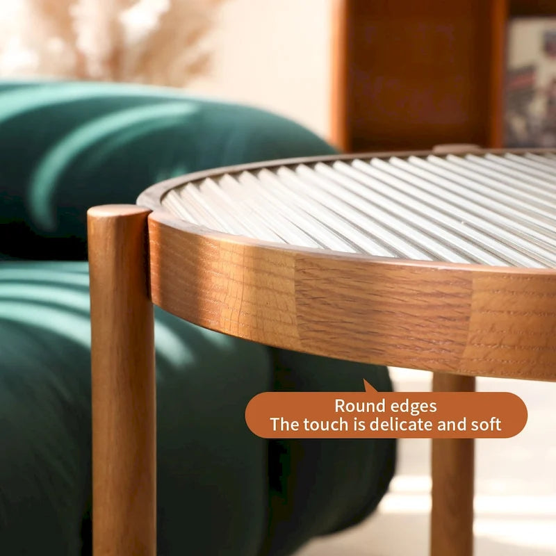 Modern Farmhouse Coffee Table Set Nesting Round Wooden Table Side Table Set for Living Room, Bedroom
