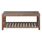 Modern Coffee Table Rectangular Living Room Center Table with Storage Shelves, for Small Space Living Room Antique Brown