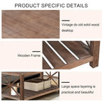 Modern Coffee Table Rectangular Living Room Center Table with Storage Shelves, for Small Space Living Room Antique Brown