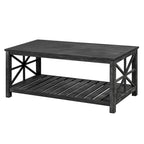 Modern Coffee Table Rectangular Living Room Center Table with Storage Shelves, for Small Space Living Room Antique Brown