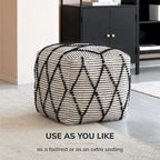 Jani Pouf Ottoman - Cotton-Blend Upholstery with Firm EPP Bead Filling - Footrest or Extra Seating for Living Room