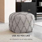 Jani Pouf Ottoman - Cotton-Blend Upholstery with Firm EPP Bead Filling - Footrest or Extra Seating for Living Room