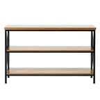 Brown Black MDF Metal Console Table, 3-Tier Long Hallway Table 240 lbs Top Load Capacity - 55.1 L x 13.4 W x 30.0 H