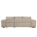 Roomfitters 3-Seater Modern L-Shape Reversible Sectional Couch, Pull-Out Sleeper Sofa with Storage Chaise and Two Stools