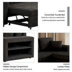 Roomfitters 3-Seater Modern L-Shape Reversible Sectional Couch, Pull-Out Sleeper Sofa with Storage Chaise and Two Stools