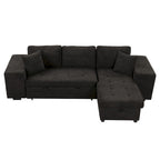 Roomfitters 3-Seater Modern L-Shape Reversible Sectional Couch, Pull-Out Sleeper Sofa with Storage Chaise and Two Stools