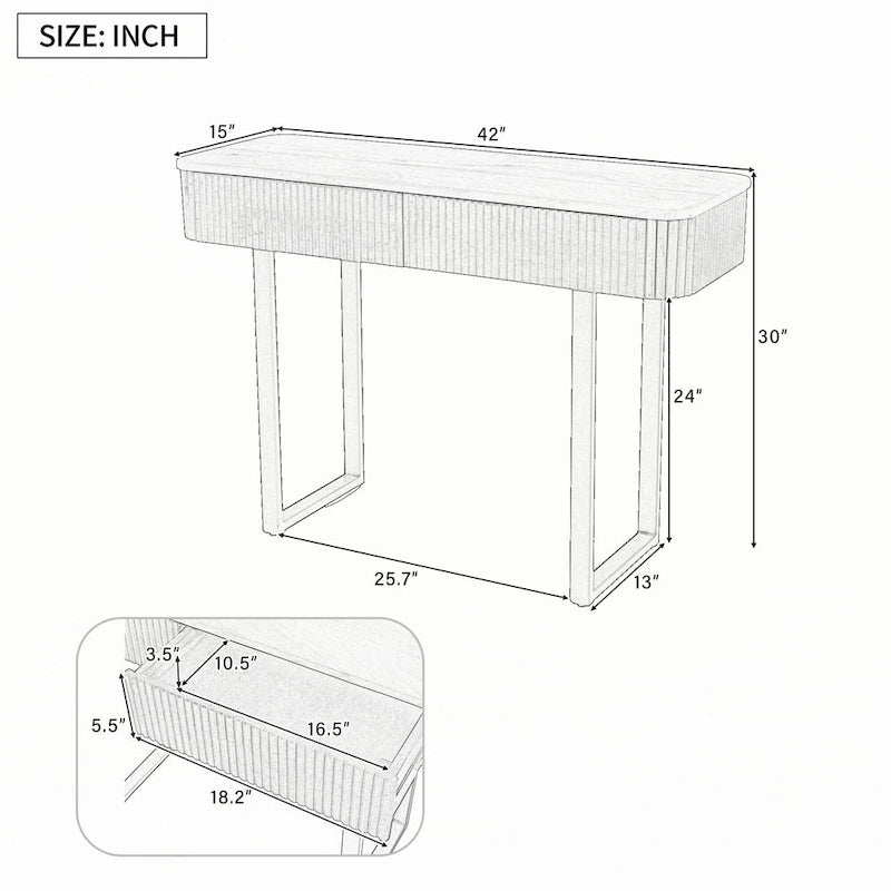Solid Wood Entryway Table with Fluted Design,Honey and Black