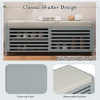 Distressed Shutter Shoe Bench with Storage & Cushion
