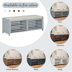 Distressed Shutter Shoe Bench with Storage & Cushion