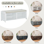 Distressed Shutter Shoe Bench with Storage & Cushion