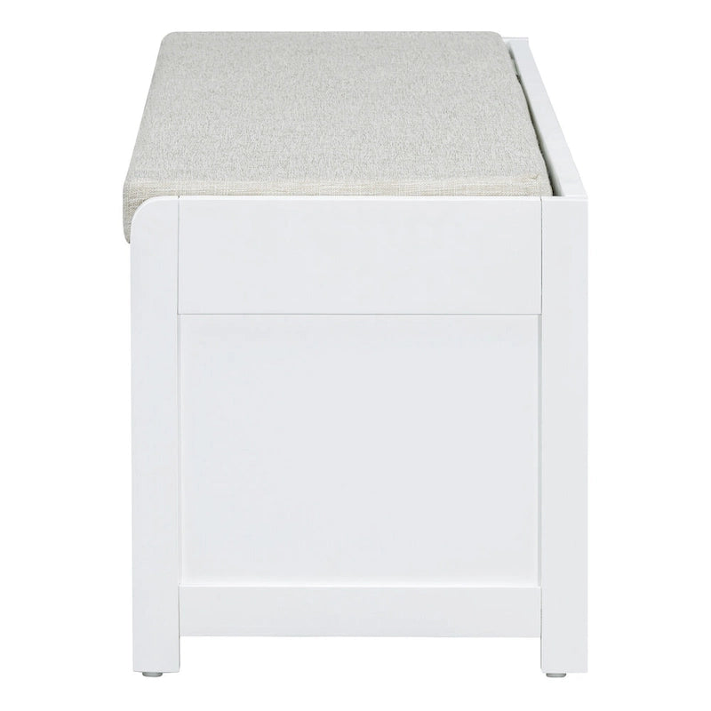Distressed Shutter Shoe Bench with Storage & Cushion