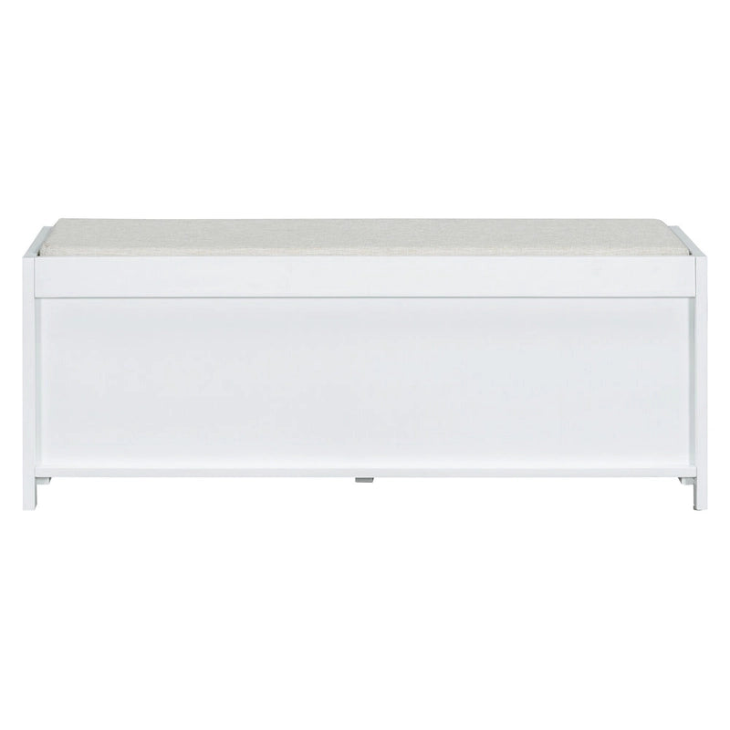 Distressed Shutter Shoe Bench with Storage & Cushion