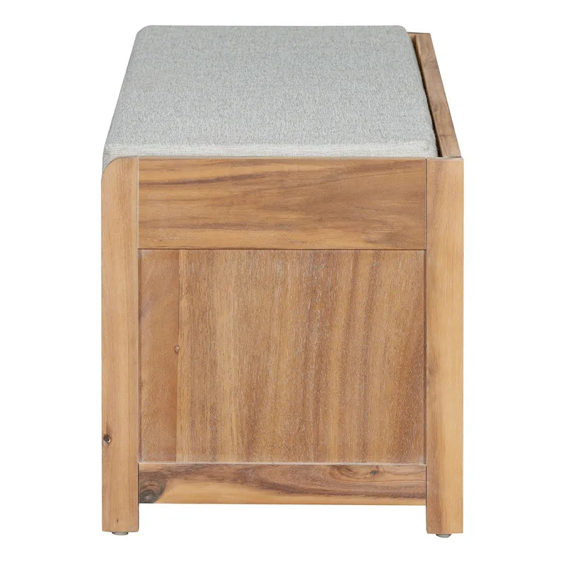 Distressed Shutter Shoe Bench with Storage & Cushion