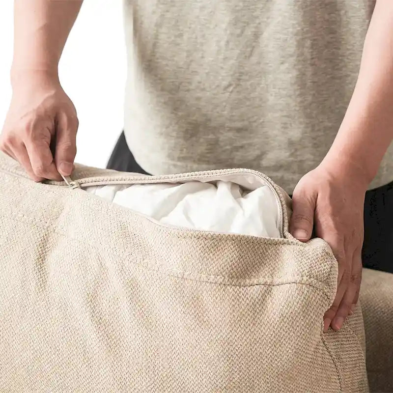 Minimalist Linen Sectional Sofa Down Filled Cloud Couch, U-Shape Deep Seat Couch with Cushions