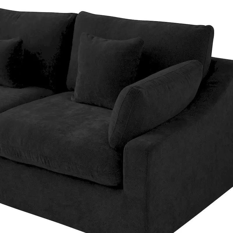 Minimalist Linen Sectional Sofa Down Filled Cloud Couch, U-Shape Deep Seat Couch with Cushions