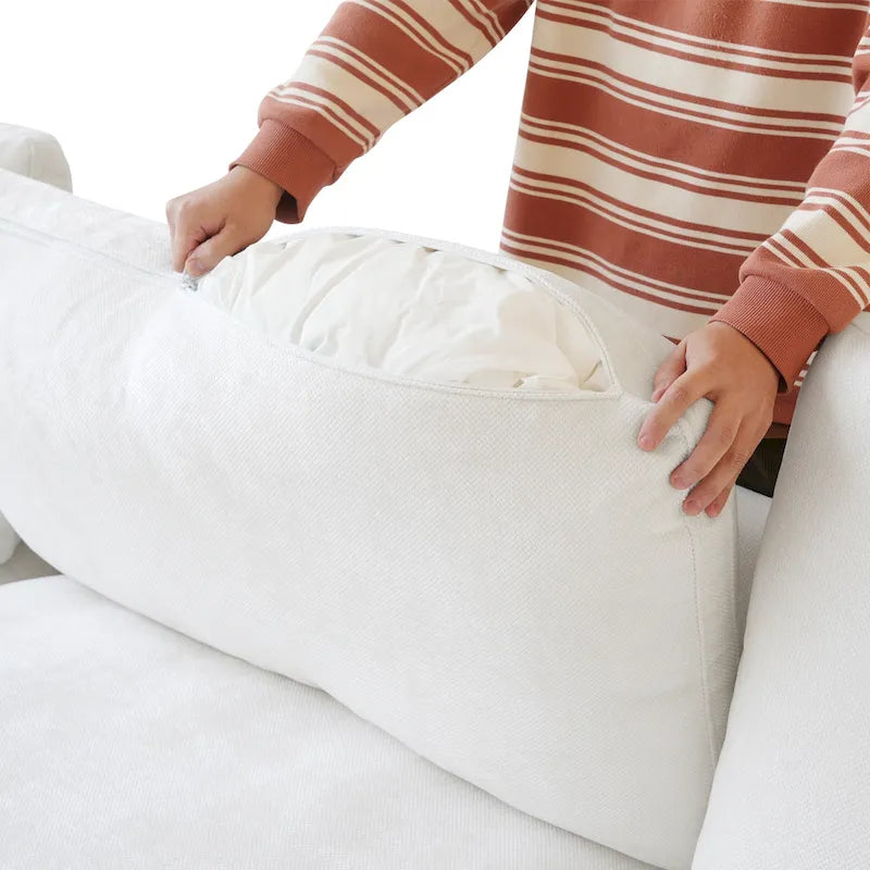 Minimalist Linen Sectional Sofa Down Filled Cloud Couch, U-Shape Deep Seat Couch with Cushions