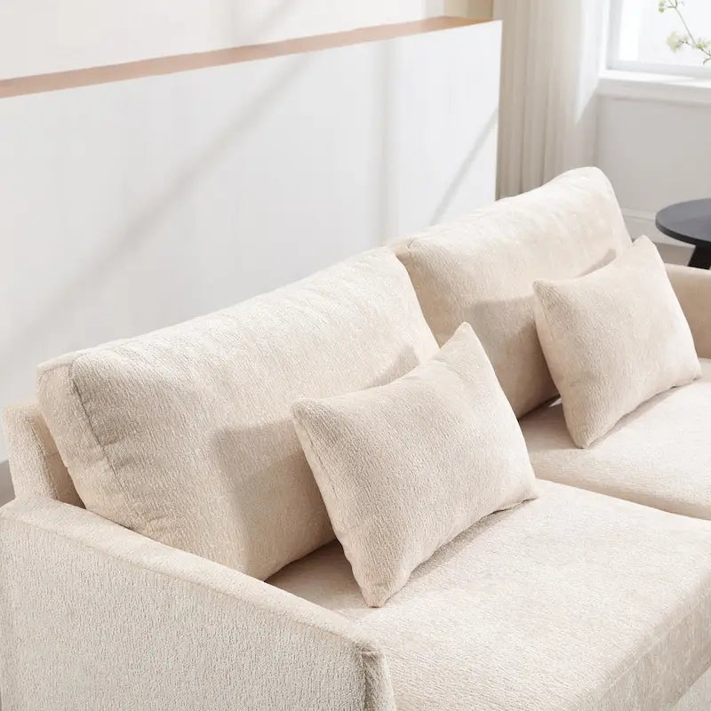 Modern Chenille Fabric Loveseat, 2-Seat Upholstered Loveseat Sofa