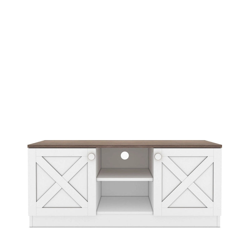 Conte Modern TV Stand with 2 Doors Storage Cabinets, Wood Finish, Living Room Entertainment Center
