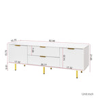 Modern Warm White TV Stand with 2 Storage Cabinets and 2 Soft Close Drawers for Apartments and Living Rooms