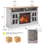 Modern Simple TV Stand with 2 Storage Cabinets and Electric Fireplace for Living Room Home Theater and Bedroom