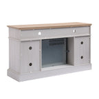 Modern Simple TV Stand with 2 Storage Cabinets and Electric Fireplace for Living Room Home Theater and Bedroom