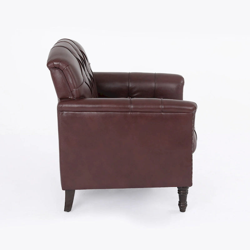 Tufted Accent Chair Vegan Leather Armchair for Living Room