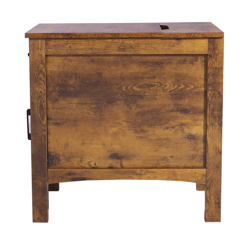 Natural Wood Particle Board End Table with Drawer and Power Strip - 23.98 L x 14.02 W x 24.02 H