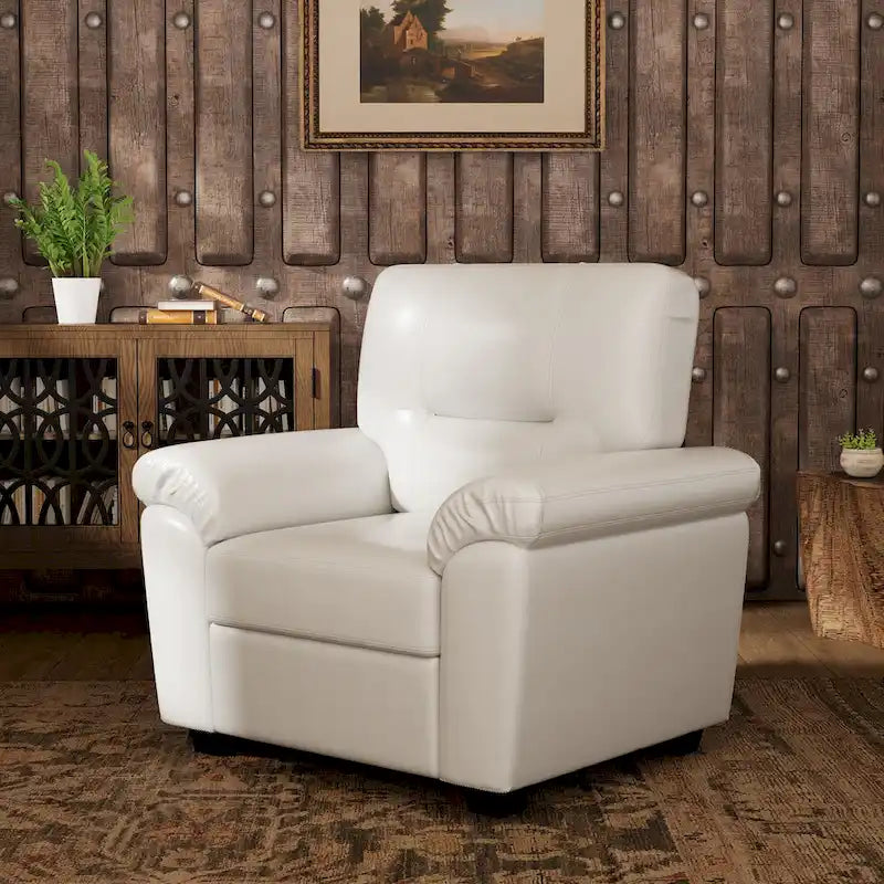 Upholstered Living Room Set, 4 Pieces - Faux Leather Chair, Loveseat, sofa with Ottoman