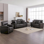 Upholstered Living Room Set, 4 Pieces - Faux Leather Chair, Loveseat, sofa with Ottoman