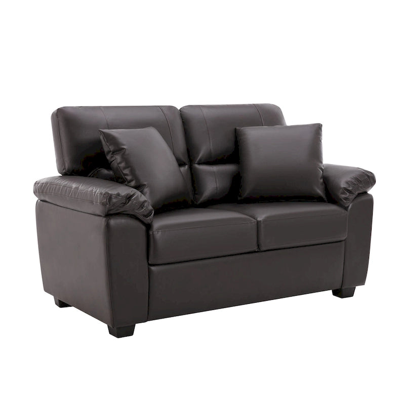 Upholstered Living Room Set, 4 Pieces - Faux Leather Chair, Loveseat, sofa with Ottoman