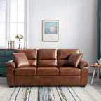 Upholstered Living Room Set, 4 Pieces - Faux Leather Chair, Loveseat, sofa with Ottoman