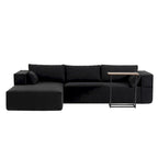 L-Shaped Modular Sectional Sofa with Side Table, Chaise, Wide Seat