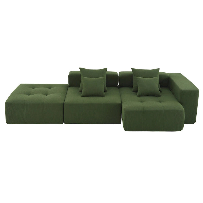 L Shaped Modular Cloud Sofa, Sectional Corduroy Couch