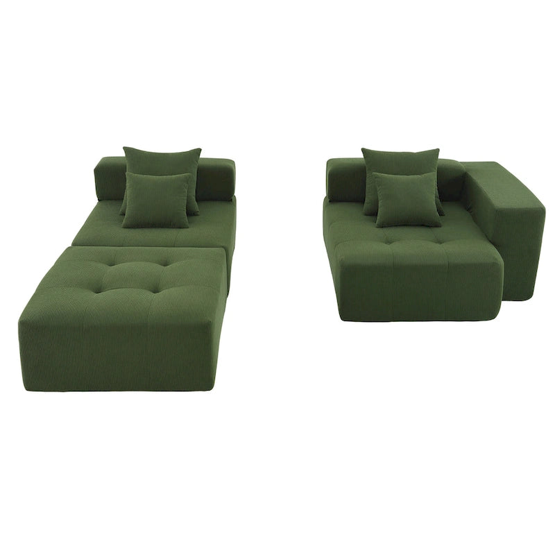 L Shaped Modular Cloud Sofa, Sectional Corduroy Couch