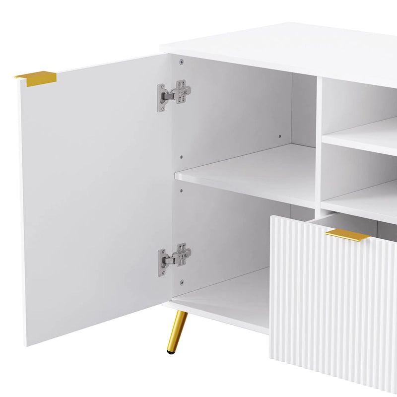 Large Entertainment Wall Unit w/ Large Storage Wall Mounted TV Stand w/ Open Bookshelf Media Cabinet for TVs Up to 70