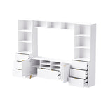 Large Entertainment Wall Unit w/ Large Storage Wall Mounted TV Stand w/ Open Bookshelf Media Cabinet for TVs Up to 70