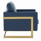Lincoln Leather Accent Chair With Gold Frame Modern Single Seater Sofa for Living Room and Bedroom - 34