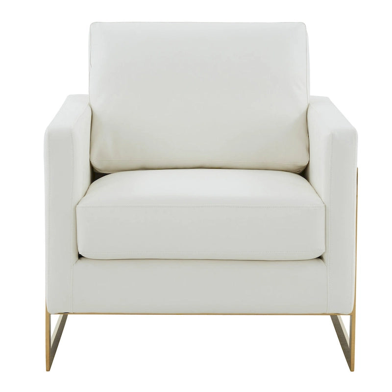 Lincoln Leather Accent Chair With Gold Frame Modern Single Seater Sofa for Living Room and Bedroom - 34
