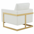 Lincoln Leather Accent Chair With Gold Frame Modern Single Seater Sofa for Living Room and Bedroom - 34