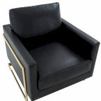 Lincoln Leather Accent Chair With Gold Frame Modern Single Seater Sofa for Living Room and Bedroom - 34