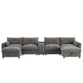 142 Modular U Shaped Sectional Sofa with Storage Ottomans and Console