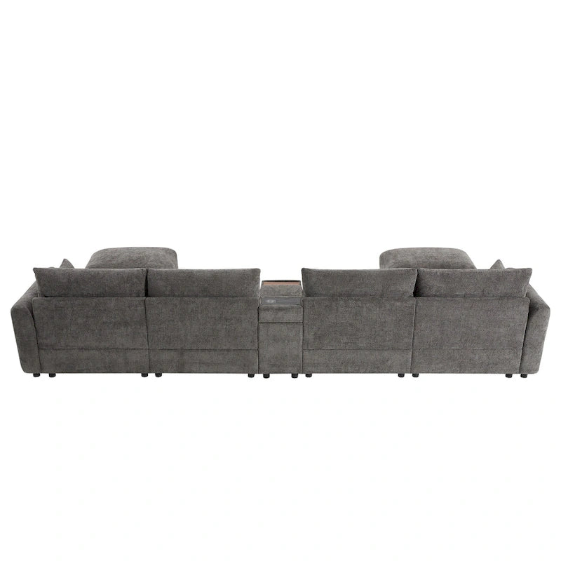 142 Modular U Shaped Sectional Sofa with Storage Ottomans and Console