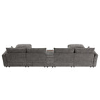 142 Modular U Shaped Sectional Sofa with Storage Ottomans and Console
