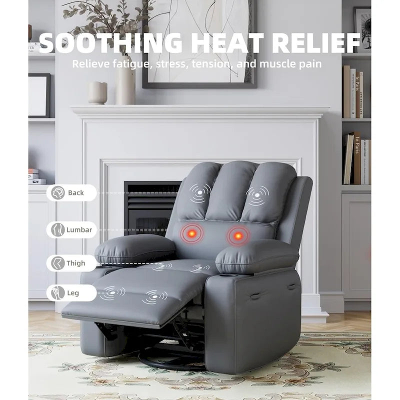 27 Oversized 360 Swivel Recliner Chairs with Heat and Massage
