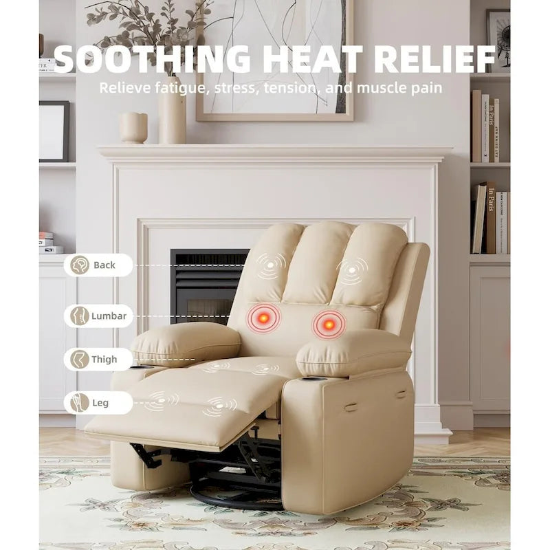 27 Oversized 360 Swivel Recliner Chairs with Heat and Massage