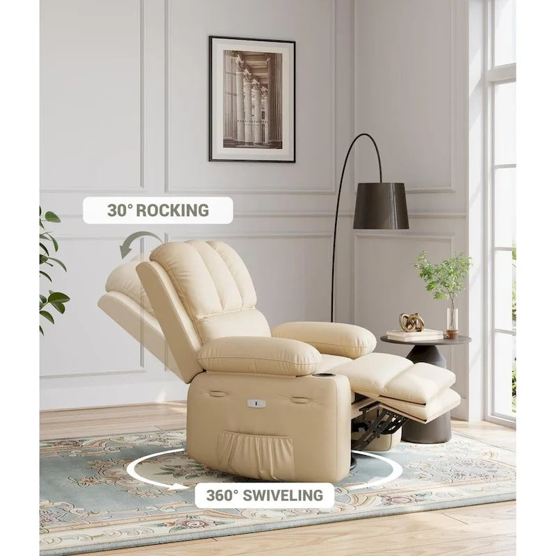 27 Oversized 360 Swivel Recliner Chairs with Heat and Massage