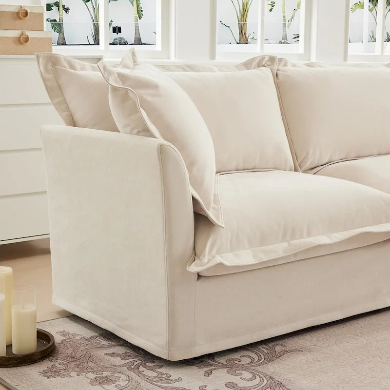 120 Chenille 3-Seater Sectional Sofa with 3 Ottomans