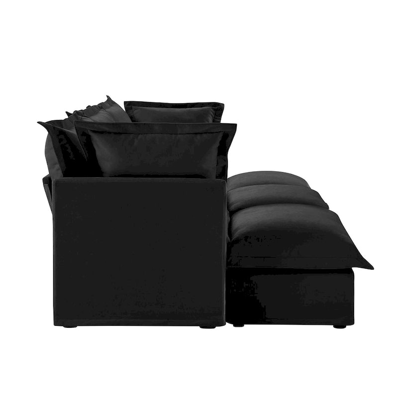 120 Chenille 3-Seater Sectional Sofa with 3 Ottomans