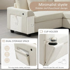 128 Chenille U-Shaped Sectional Sofa with Storage & USB